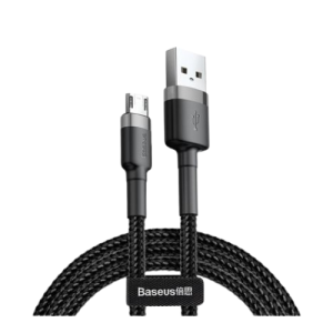 CABO BASEUS EM TECIDO USB / MICRO 1M CAMKLF-AG1 2.4A CINZENTO/PRETO (GRAY/BLACK)